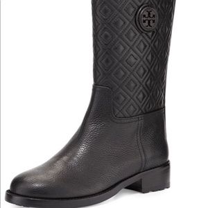 Tory Burch Marion Leather Quilted Mid Boots 8